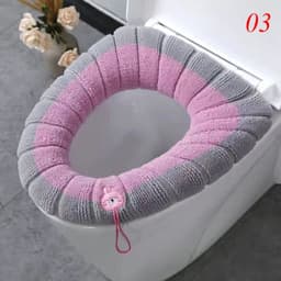 image-Thicken Warm Toilet Seat Cover Mat Soft Winter Bathroom Toilet Pad Cushion Washable Pumpkin Closestool Mat Bathroom Accessories