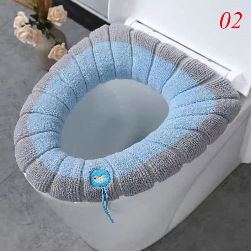 image-Thicken Warm Toilet Seat Cover Mat Soft Winter Bathroom Toilet Pad Cushion Washable Pumpkin Closestool Mat Bathroom Accessories