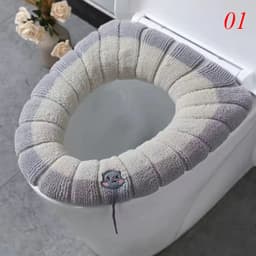 image-Thicken Warm Toilet Seat Cover Mat Soft Winter Bathroom Toilet Pad Cushion Washable Pumpkin Closestool Mat Bathroom Accessories