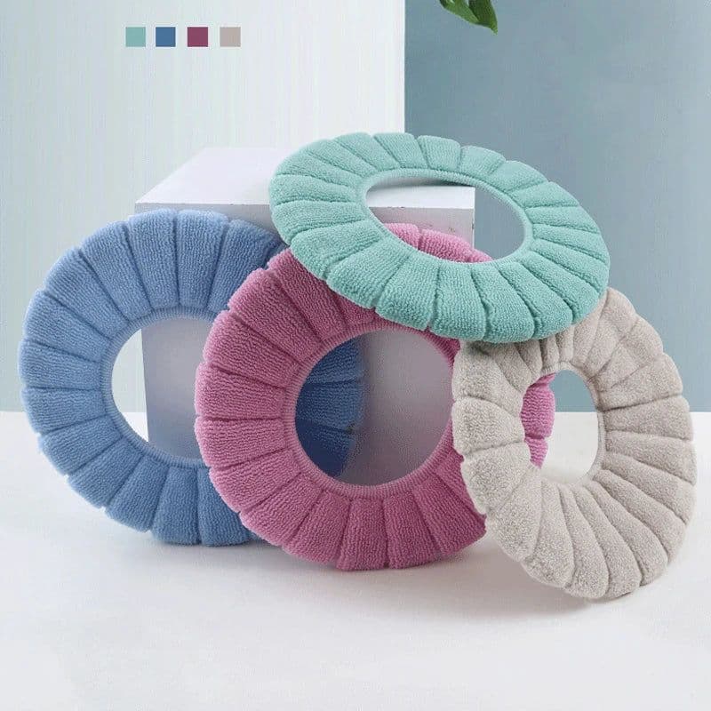 image-Thicken Warm Toilet Seat Cover Mat Soft Winter Bathroom Toilet Pad Cushion Washable Pumpkin Closestool Mat Bathroom Accessories