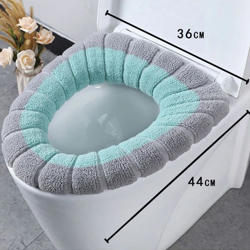 image-Thicken Warm Toilet Seat Cover Mat Soft Winter Bathroom Toilet Pad Cushion Washable Pumpkin Closestool Mat Bathroom Accessories