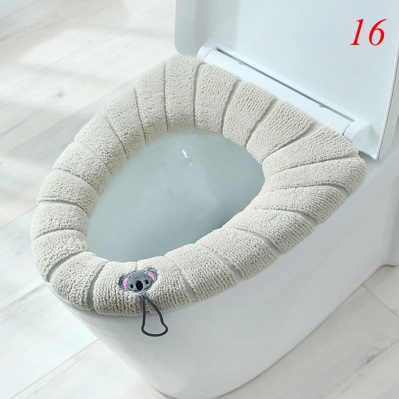 image-Thicken Warm Toilet Seat Cover Mat Soft Winter Bathroom Toilet Pad Cushion Washable Pumpkin Closestool Mat Bathroom Accessories