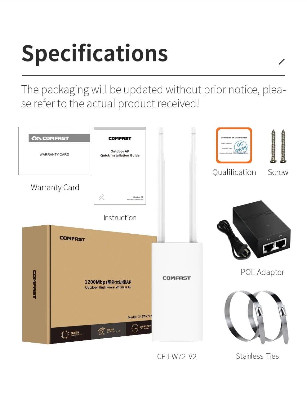 image-Gigabit Port EW72V2 1200Mbps Dual Band 5Ghz High Power Outdoor AP Street ParkWifi Router Antenna Wi Fi Access Point Base Station