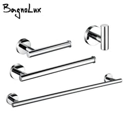 image-BagnoLux Stainless Steel Chrome Beautiful Wall Hook Toilet Paper Holder Towel Ring Bar Self-Adhesive Bathroom Accessories