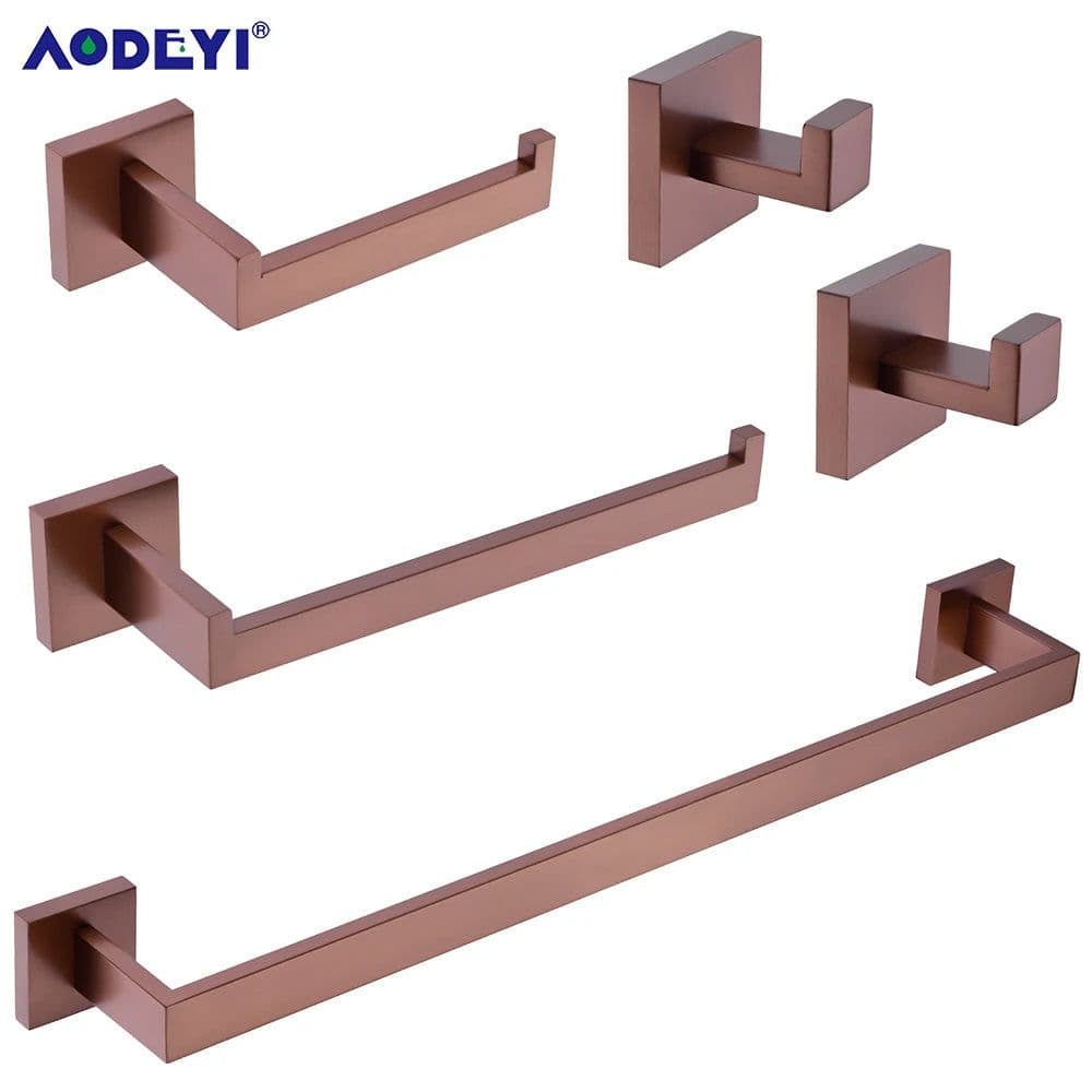 image-Bathroom Accessories Toilet Paper Holder Brushed Rose Gold Towel Hooks Stainless Steel Bedroom Wall Mount Bath Hardware Sets