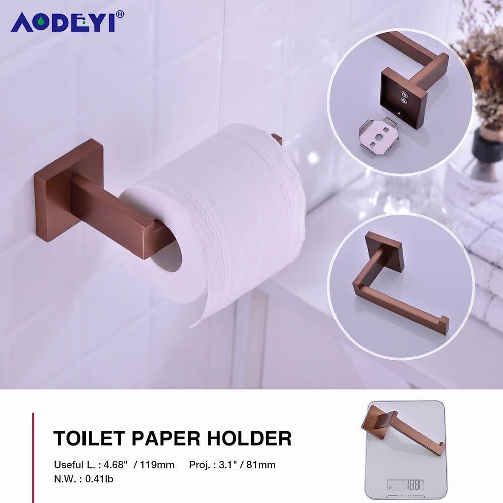 image-Bathroom Accessories Toilet Paper Holder Brushed Rose Gold Towel Hooks Stainless Steel Bedroom Wall Mount Bath Hardware Sets