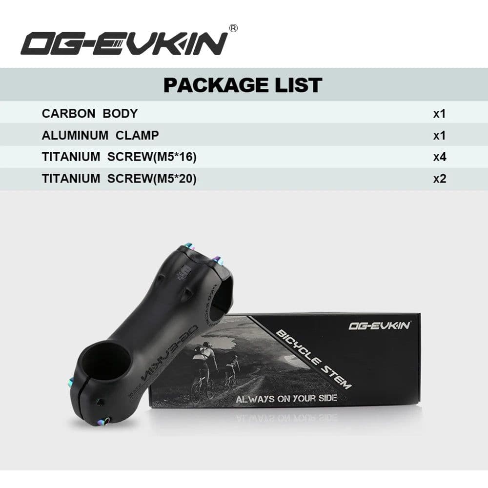 image-OG-EVKIN SM-004 T1000 Carbon MTB Bicycle Stem 6/17 Degree 31.8MM Carbon Road Bike Stem Positive and Negative Cycling Power Parts