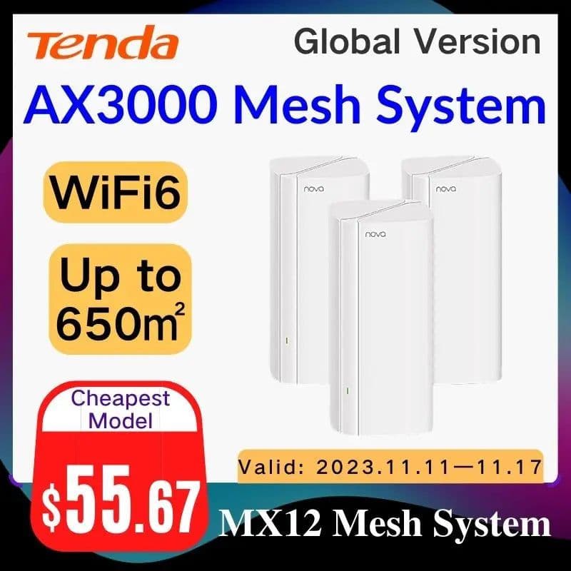 image-WIFI 6 AX3000 Mesh Router Tenda WiFi Router 2.4G 5Ghz Full Gigabit Router Tenda AC1200 Mesh system Router WIFI range Extender
