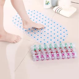 image-PVC Rectangle Anti-skid Bath Mats Soft Shower Bathroom Massage Mat Suction Cup Non-slip Bathtub Carpet Large Size Bathroom Mat