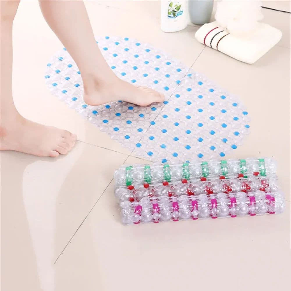 image-PVC Rectangle Anti-skid Bath Mats Soft Shower Bathroom Massage Mat Suction Cup Non-slip Bathtub Carpet Large Size Bathroom Mat