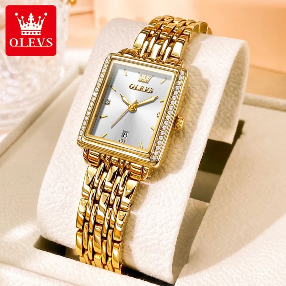 image-OLEVS 9995 Women's Watch Luxury Elegant Diamond Watch Classic Original Brand Gold Stainless Steel Waterproof Women Quartz Watch