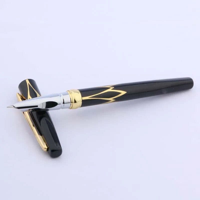 image-HERO Classic GOLDEN and black red Trim F Nib Fountain Pen School Student Office Gifts Stationery