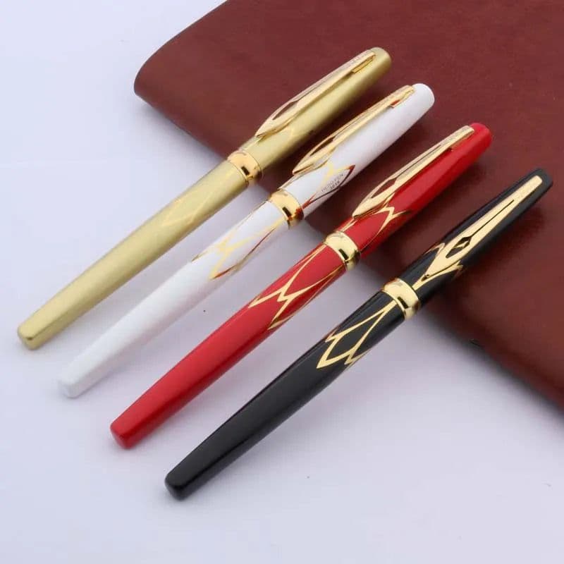 image-HERO Classic GOLDEN and black red Trim F Nib Fountain Pen School Student Office Gifts Stationery