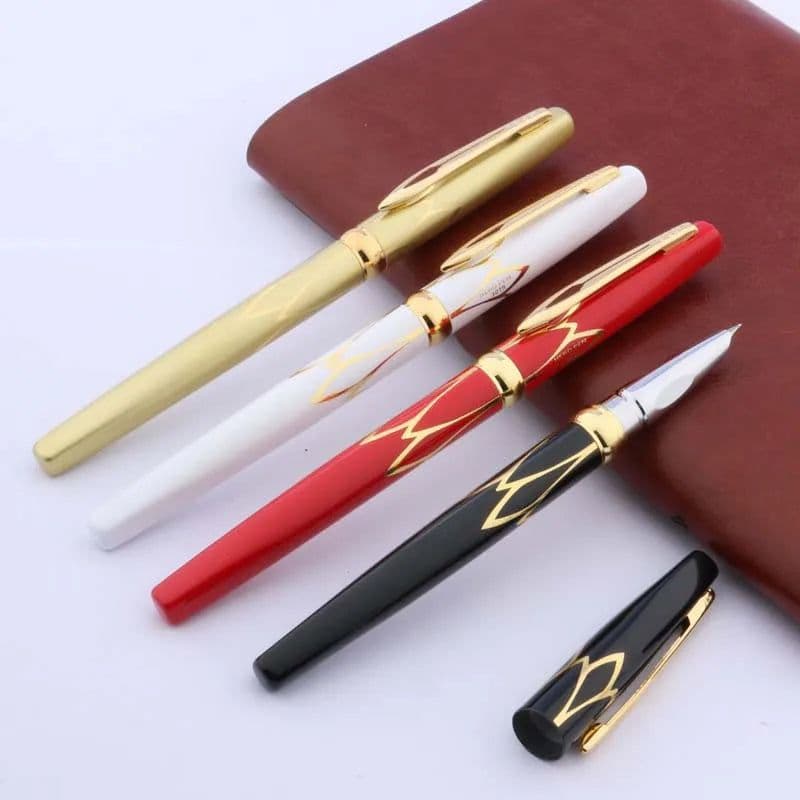 image-HERO Classic GOLDEN and black red Trim F Nib Fountain Pen School Student Office Gifts Stationery