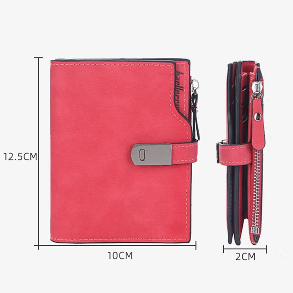image-New Women Short Wallets Magnetic Buckle Free Name Engraving Top Quality Card Holder Female Purse Zipper Wallet For Girl