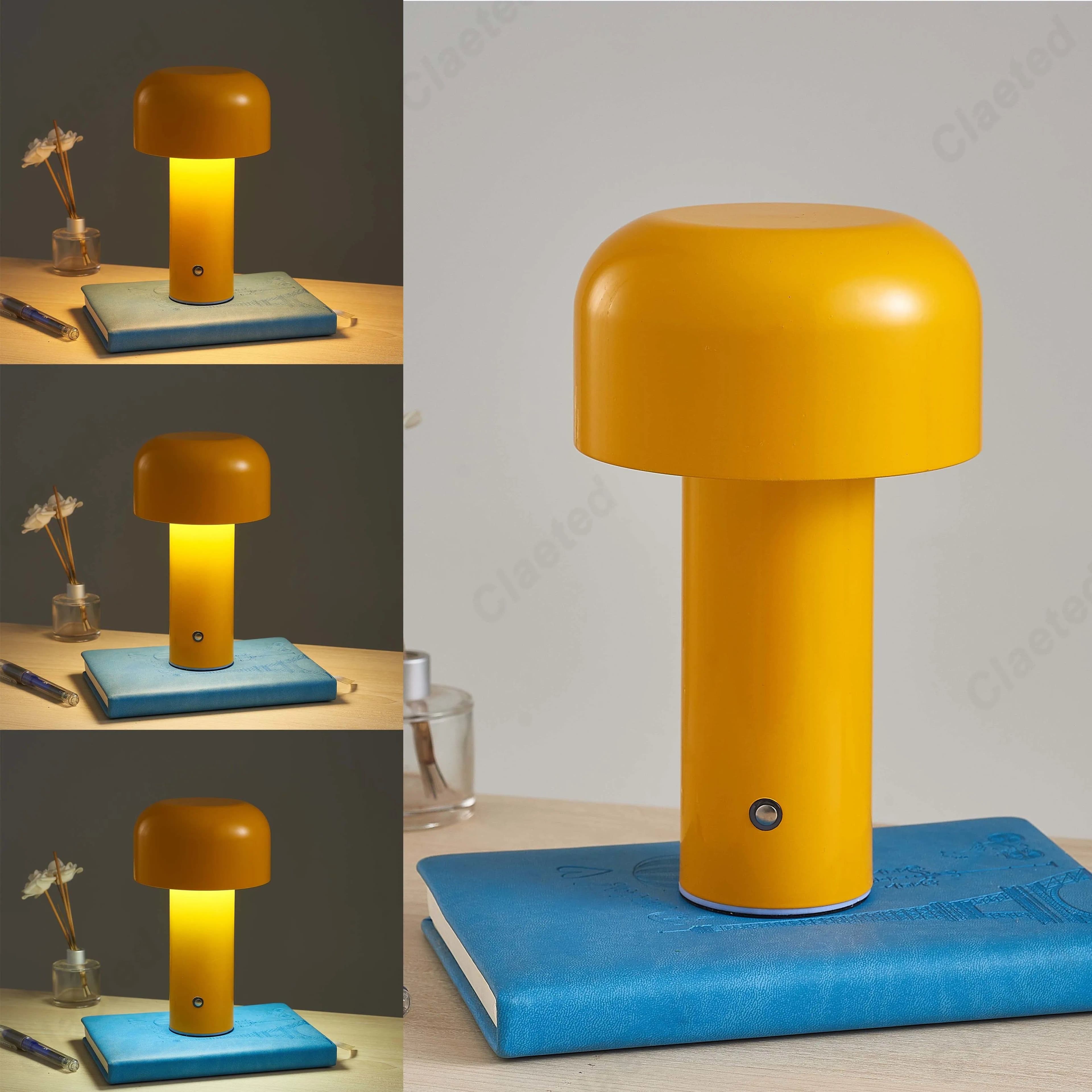 image-Italian Designer Mushroom Table Lamp Night Light Portable Cordless Touch Rechargeable Decor Lamp USB Bedside Lamp Desktop Lamp