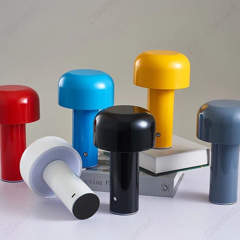 image-Italian Designer Mushroom Table Lamp Night Light Portable Cordless Touch Rechargeable Decor Lamp USB Bedside Lamp Desktop Lamp