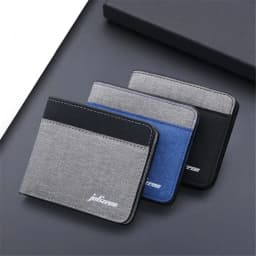 image-New Style Mini Thin Men Wallet Card Holder Men'S Purse Coin Pouch Id Card Holder Short Canvas Card Holder Wallet