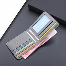 image-New Style Mini Thin Men Wallet Card Holder Men'S Purse Coin Pouch Id Card Holder Short Canvas Card Holder Wallet