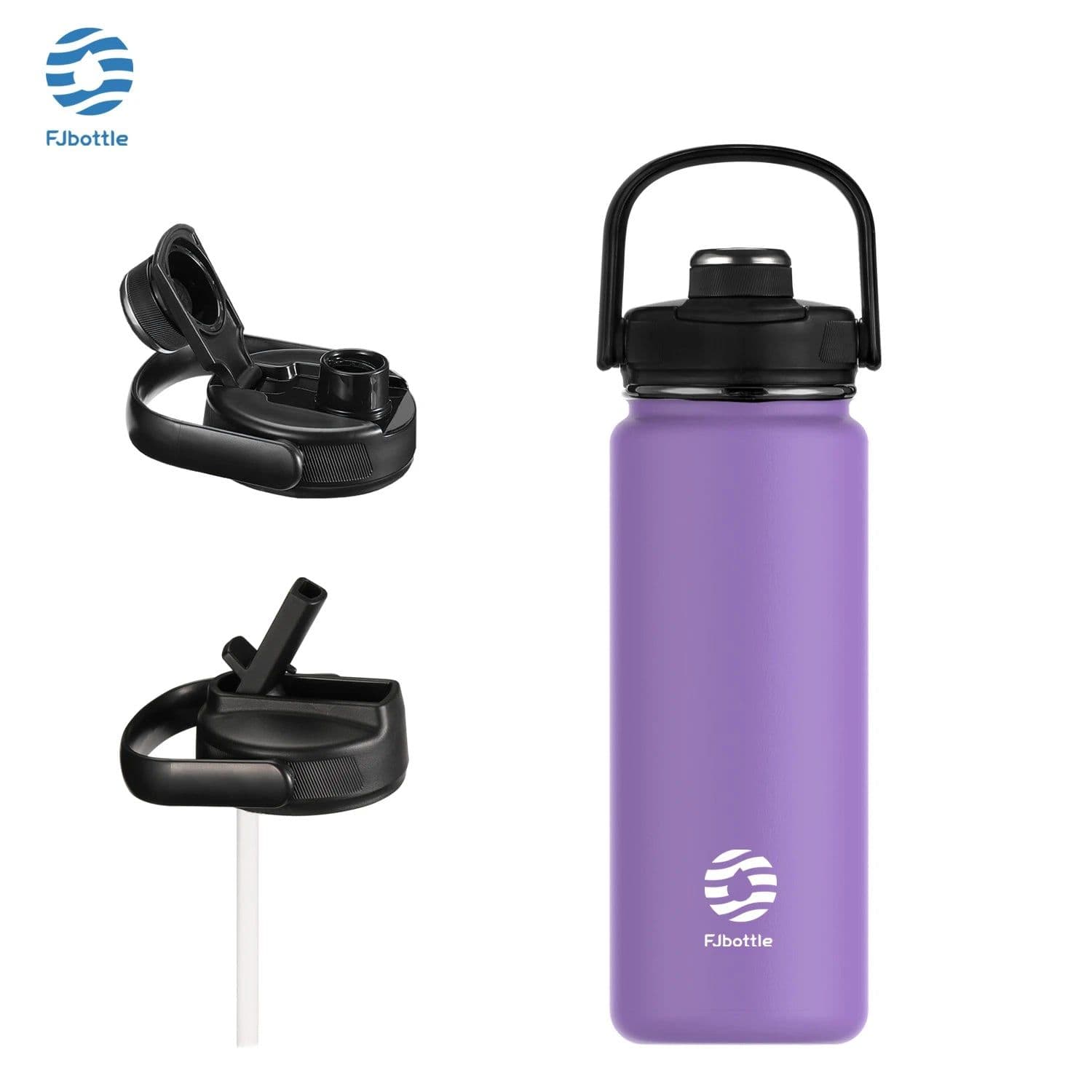 image-FEIJIAN Thermos Bottle with Straw Sport Stainless Steel Vacuum Flask Insulated Water Bottle with Handle Lid 950/1200ml