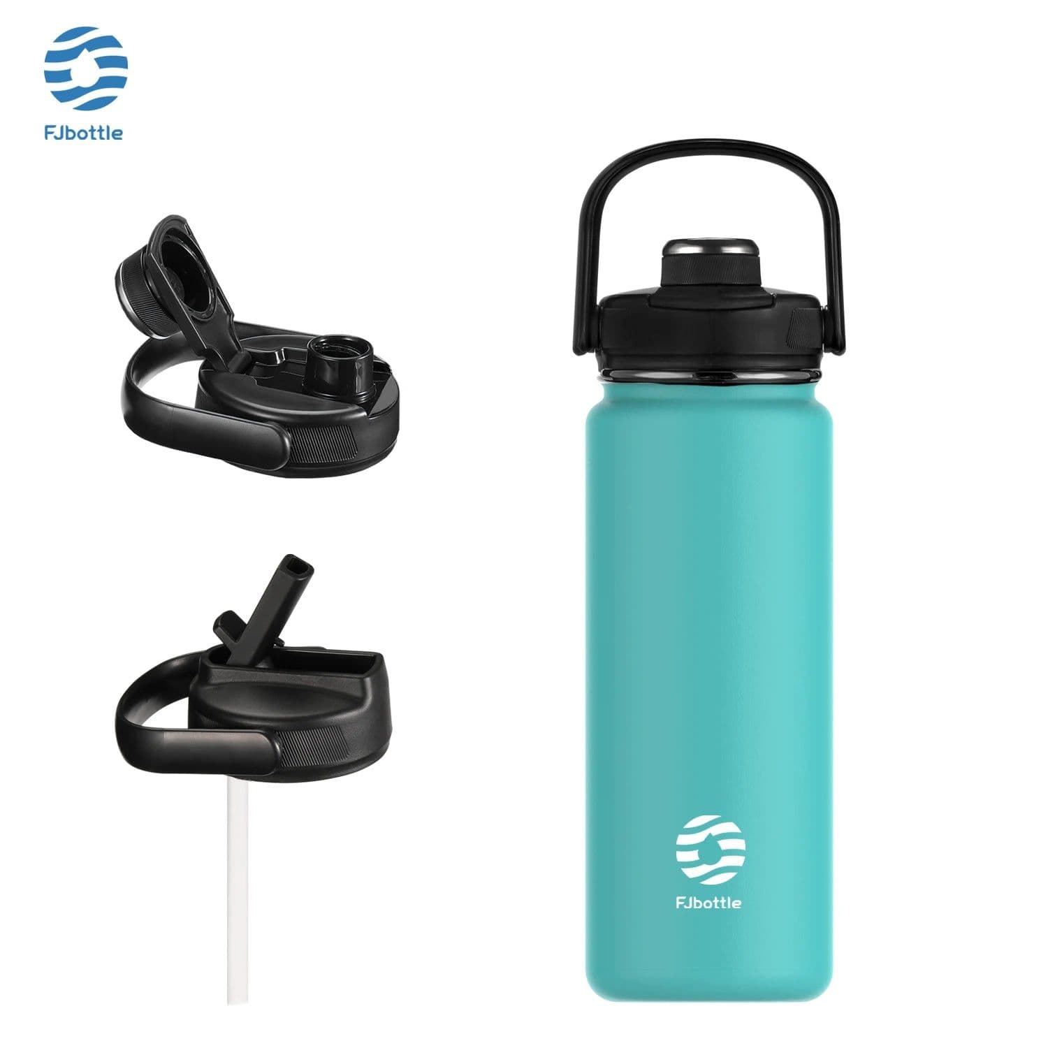image-FEIJIAN Thermos Bottle with Straw Sport Stainless Steel Vacuum Flask Insulated Water Bottle with Handle Lid 950/1200ml