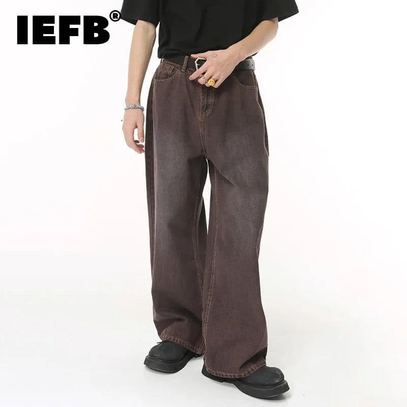 image-IEFB Vintage Men's Baggy Jeans Autumn New Wearproof Straight Tube Denim Pants Fashion Street Korean Style Casual Clothing 9C1443