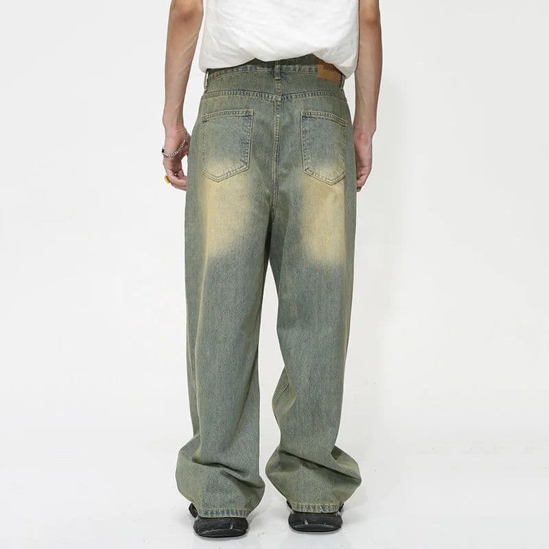 image-IEFB Vintage Men's Baggy Jeans Autumn New Wearproof Straight Tube Denim Pants Fashion Street Korean Style Casual Clothing 9C1443