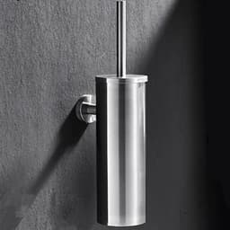 image-Bagnolux Stainless Steel Gray Round With Protective Bucket Toilet Brush WC Durable Type Bathroom Accessories