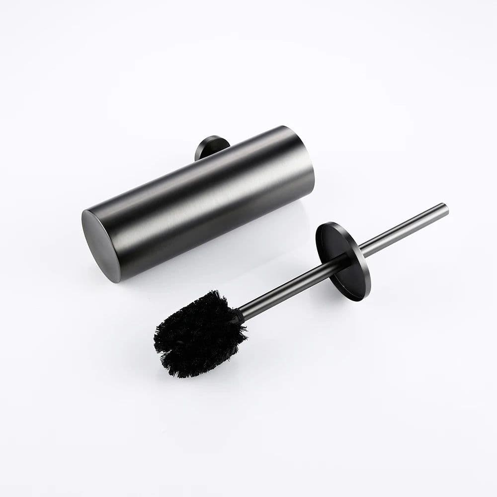 image-Bagnolux Stainless Steel Gray Round With Protective Bucket Toilet Brush WC Durable Type Bathroom Accessories