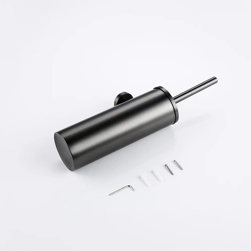 image-Bagnolux Stainless Steel Gray Round With Protective Bucket Toilet Brush WC Durable Type Bathroom Accessories