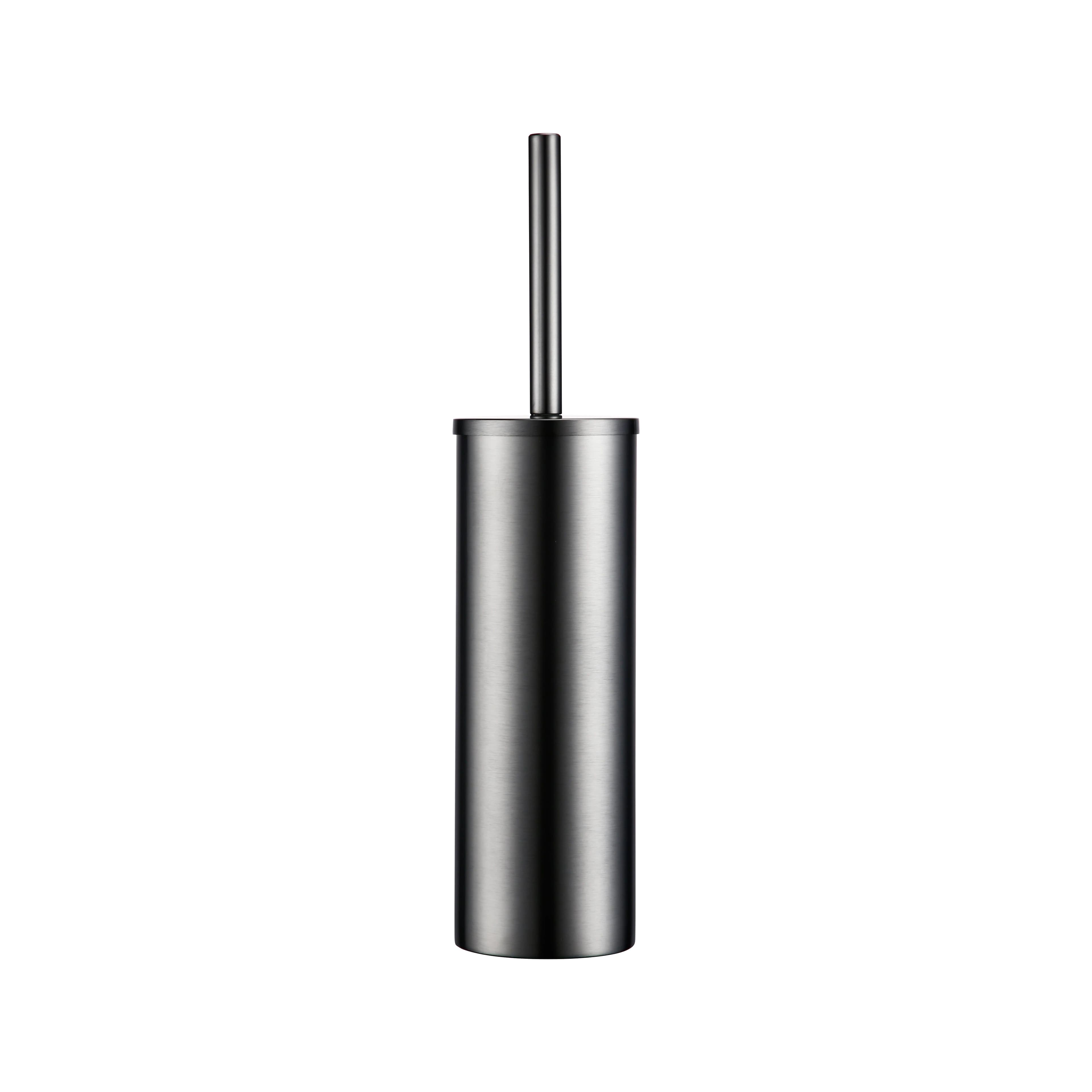 image-Bagnolux Stainless Steel Gray Round With Protective Bucket Toilet Brush WC Durable Type Bathroom Accessories