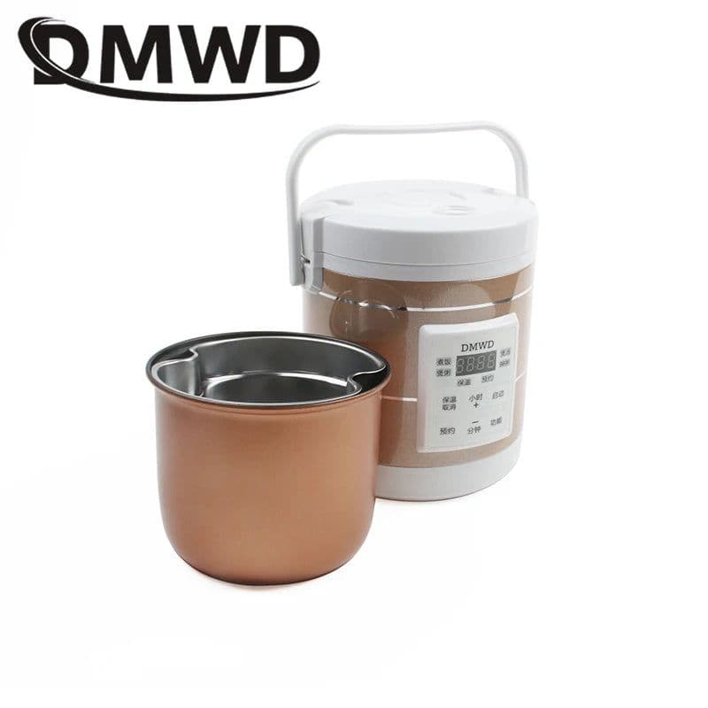 image-DMWD 12V 24V Mini Car Truck Rice Cooker Soup Porridge Cooking Machine Food Steamer Electric Heating Lunch Box Meal Heater Warmer