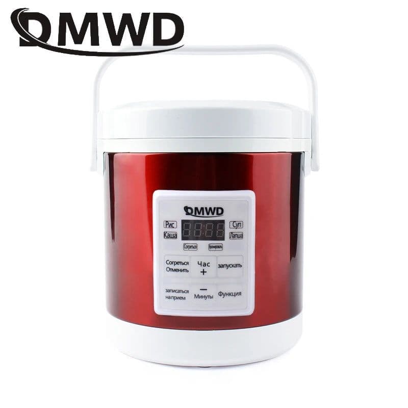 image-DMWD 12V 24V Mini Car Truck Rice Cooker Soup Porridge Cooking Machine Food Steamer Electric Heating Lunch Box Meal Heater Warmer