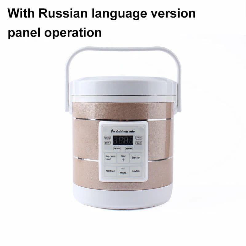 image-DMWD 12V 24V Mini Car Truck Rice Cooker Soup Porridge Cooking Machine Food Steamer Electric Heating Lunch Box Meal Heater Warmer