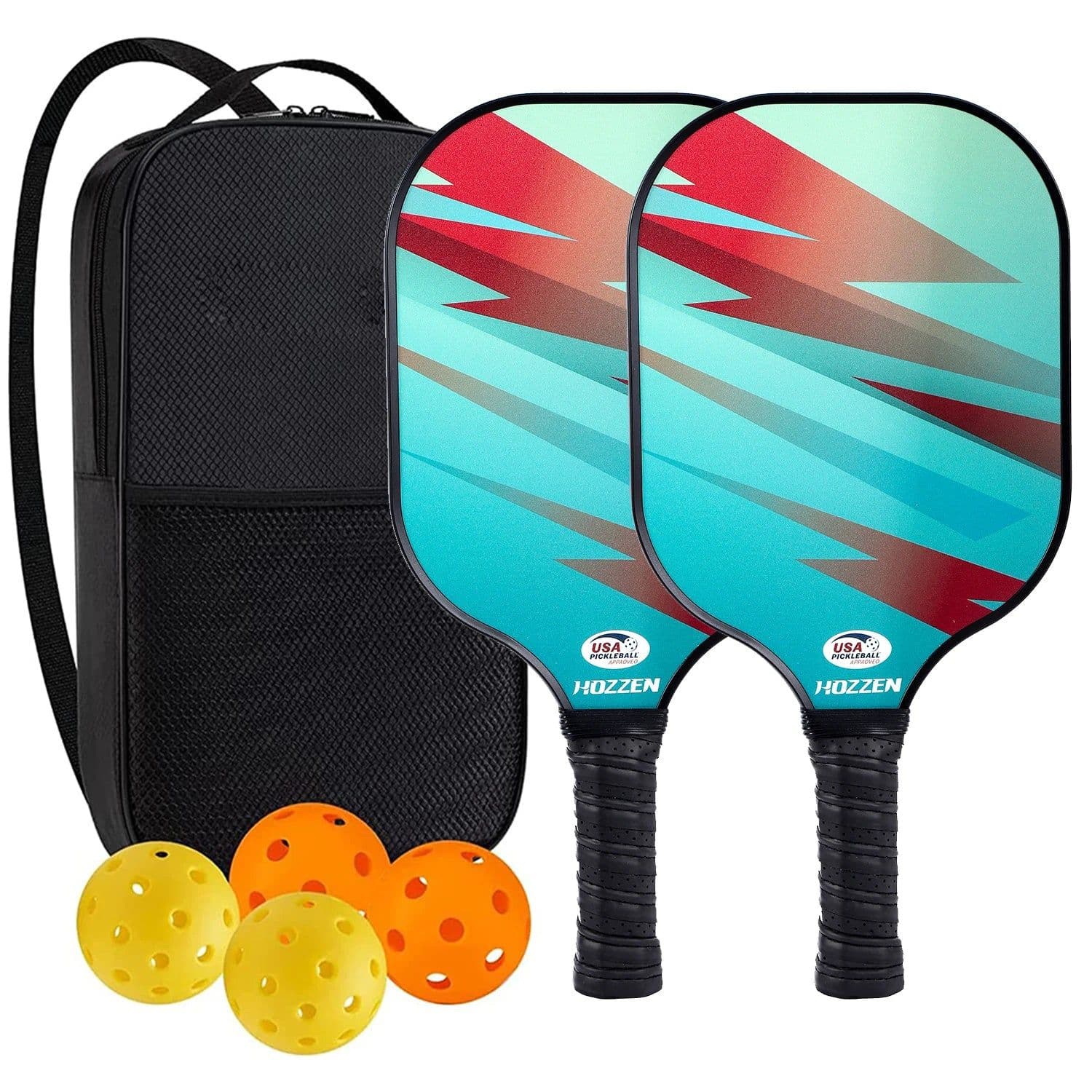 image-Pickleball Paddles USAPA Approved Set Rackets Honeycomb Core 4 Balls Portable Racquet Cover Carrying Bag Gift Kit Indoor Outdoor