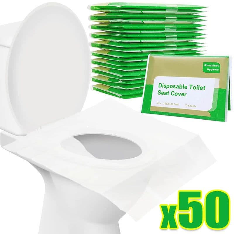 image-50/30/10PCS Disposable Toilet Seat Cover Portable Travel Camping Hotel Bathroom Degradable Waterproof Toilet Mat Accessories
