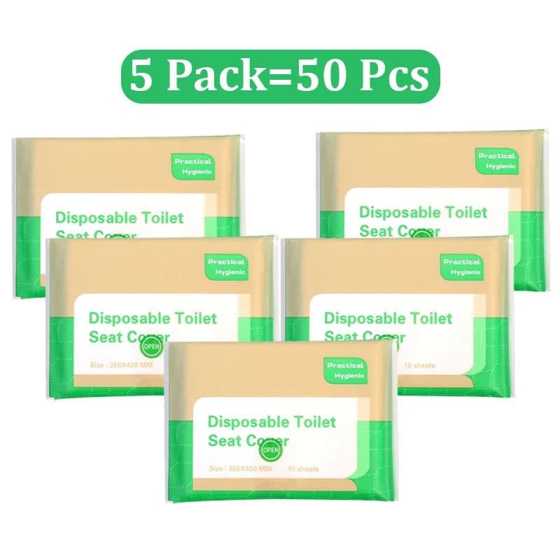 image-50/30/10PCS Disposable Toilet Seat Cover Portable Travel Camping Hotel Bathroom Degradable Waterproof Toilet Mat Accessories