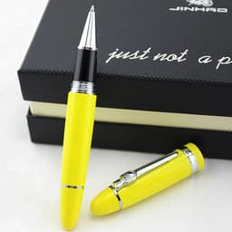 image-Jinhao 159 Luxury yellow and Silver Clip Ballpoint Pen with Velvet bag Free Shipping Rollerball Pens