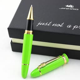 image-Jinhao 159 Luxury yellow and Silver Clip Ballpoint Pen with Velvet bag Free Shipping Rollerball Pens