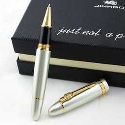 image-Jinhao 159 Luxury yellow and Silver Clip Ballpoint Pen with Velvet bag Free Shipping Rollerball Pens