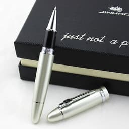 image-Jinhao 159 Luxury yellow and Silver Clip Ballpoint Pen with Velvet bag Free Shipping Rollerball Pens