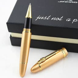 image-Jinhao 159 Luxury yellow and Silver Clip Ballpoint Pen with Velvet bag Free Shipping Rollerball Pens