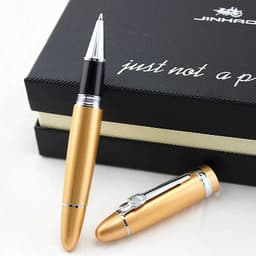 image-Jinhao 159 Luxury yellow and Silver Clip Ballpoint Pen with Velvet bag Free Shipping Rollerball Pens