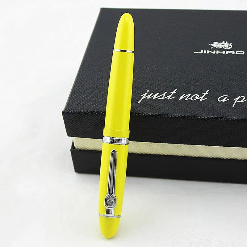 image-Jinhao 159 Luxury yellow and Silver Clip Ballpoint Pen with Velvet bag Free Shipping Rollerball Pens