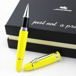 image-Jinhao 159 Luxury yellow and Silver Clip Ballpoint Pen with Velvet bag Free Shipping Rollerball Pens