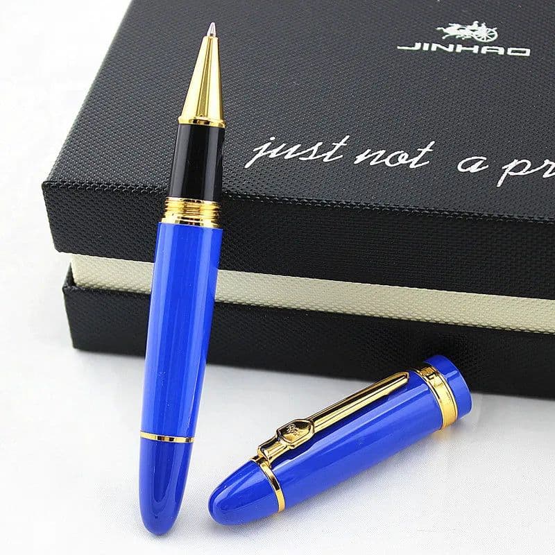 image-Jinhao 159 Luxury yellow and Silver Clip Ballpoint Pen with Velvet bag Free Shipping Rollerball Pens