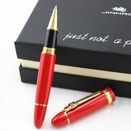 image-Jinhao 159 Luxury yellow and Silver Clip Ballpoint Pen with Velvet bag Free Shipping Rollerball Pens
