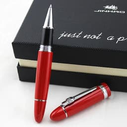 image-Jinhao 159 Luxury yellow and Silver Clip Ballpoint Pen with Velvet bag Free Shipping Rollerball Pens