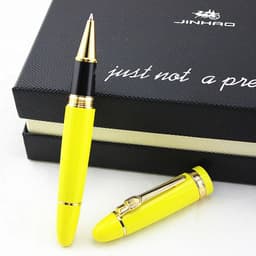 image-Jinhao 159 Luxury yellow and Silver Clip Ballpoint Pen with Velvet bag Free Shipping Rollerball Pens