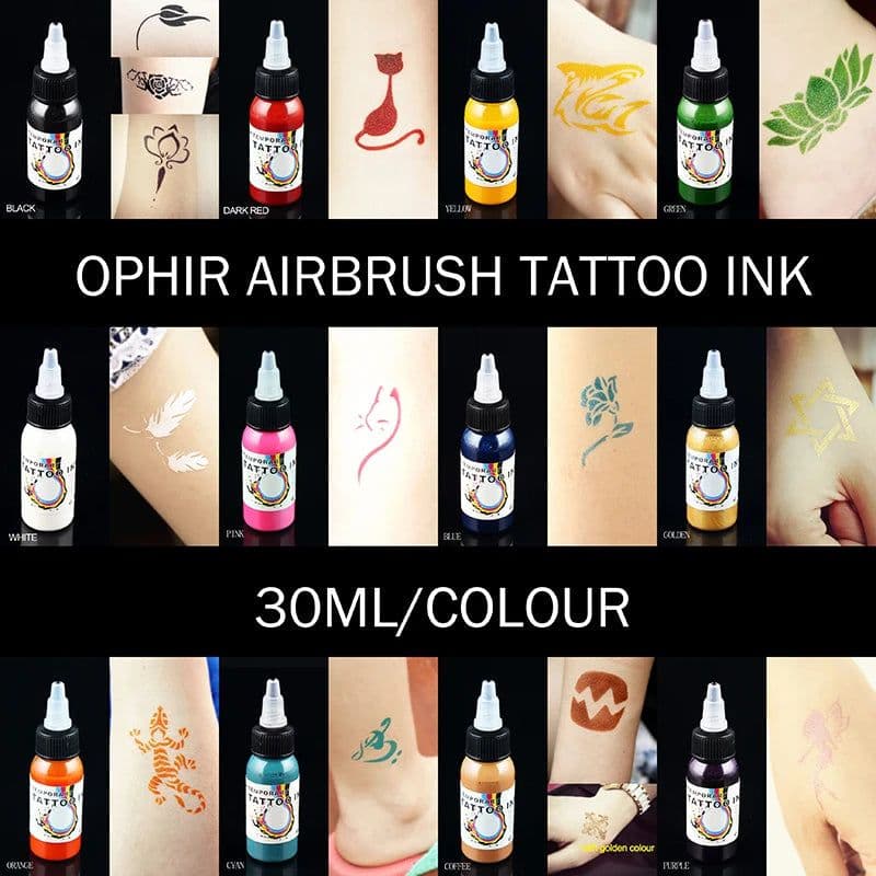 image-OPHIR Body Paint Inks Airbrush Temporary Tattoo Pigment 30ML/Bottle 18 Color Common Ink Pigments for Choosing_ TA053